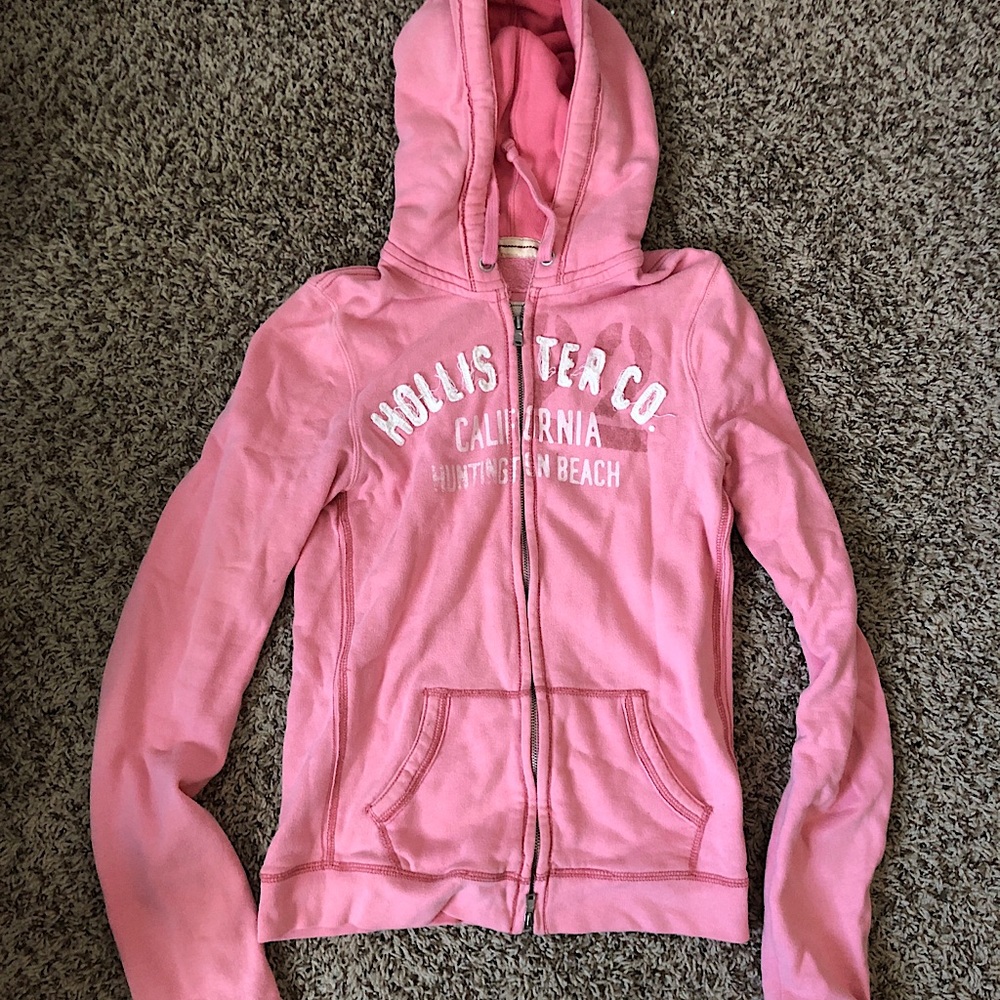 Hollister Pink Full Zip Sweatshirt
